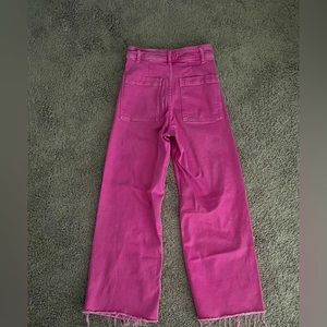 Zara High Waisted Straight Sailor jean- hot pink